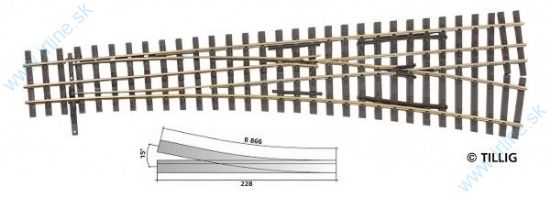 Obrázok pre 64/85195 HO/HOe-HO * 3-koľaj * PRAVÁ Výhybka