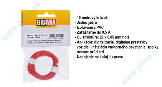 Obrázok pre 74/B32402 ČERVENÝ*Kábel 10m;¤0,05mm*PR-1