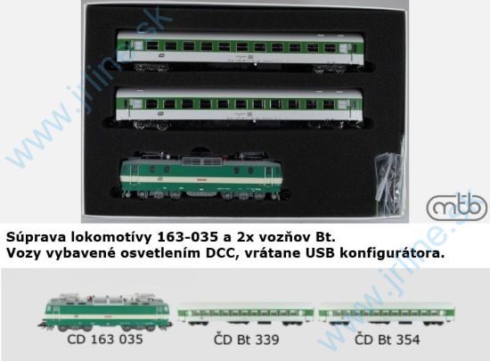 Obrázok pre 651/T163-BT1 Rh163 035-9 + 2x Osobné vagóny Bt * ČD V.ep.*