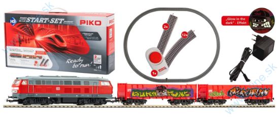 Obrázok pre 63/57032 Analog-STARTset - KIDS * Nákladný vlak BR 218 DB AG s dvoma otvorenými nákladnými vozňami Eaos